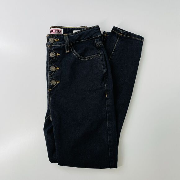 Guess Jeans 25x27 Guess Black Jeans Button Fly Guess High Rise Skinny 25 Guess - Picture 13 of 15